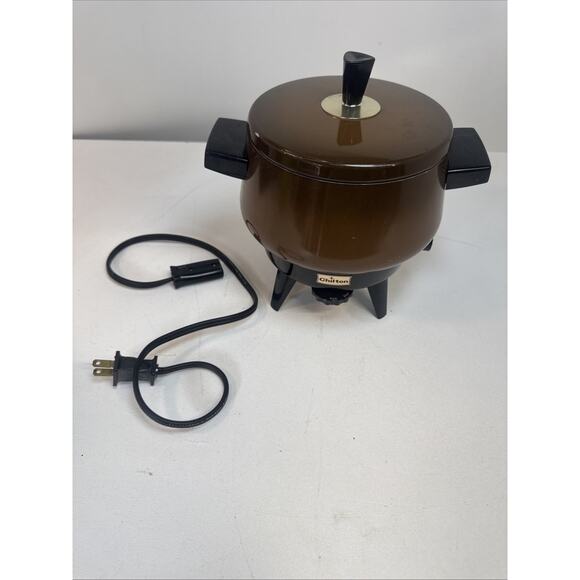 Vintage Retro Chilton Ware Brown Aluminum Electric Non Stick Cooker Fondue Pot - Picture 1 of 6